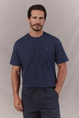 OOTO Washed basic T-shirt with airplane embroidery Navy
