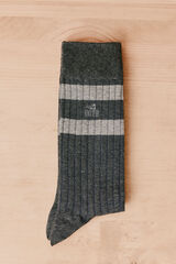 OOTO Striped ribbed cuff sock Grey