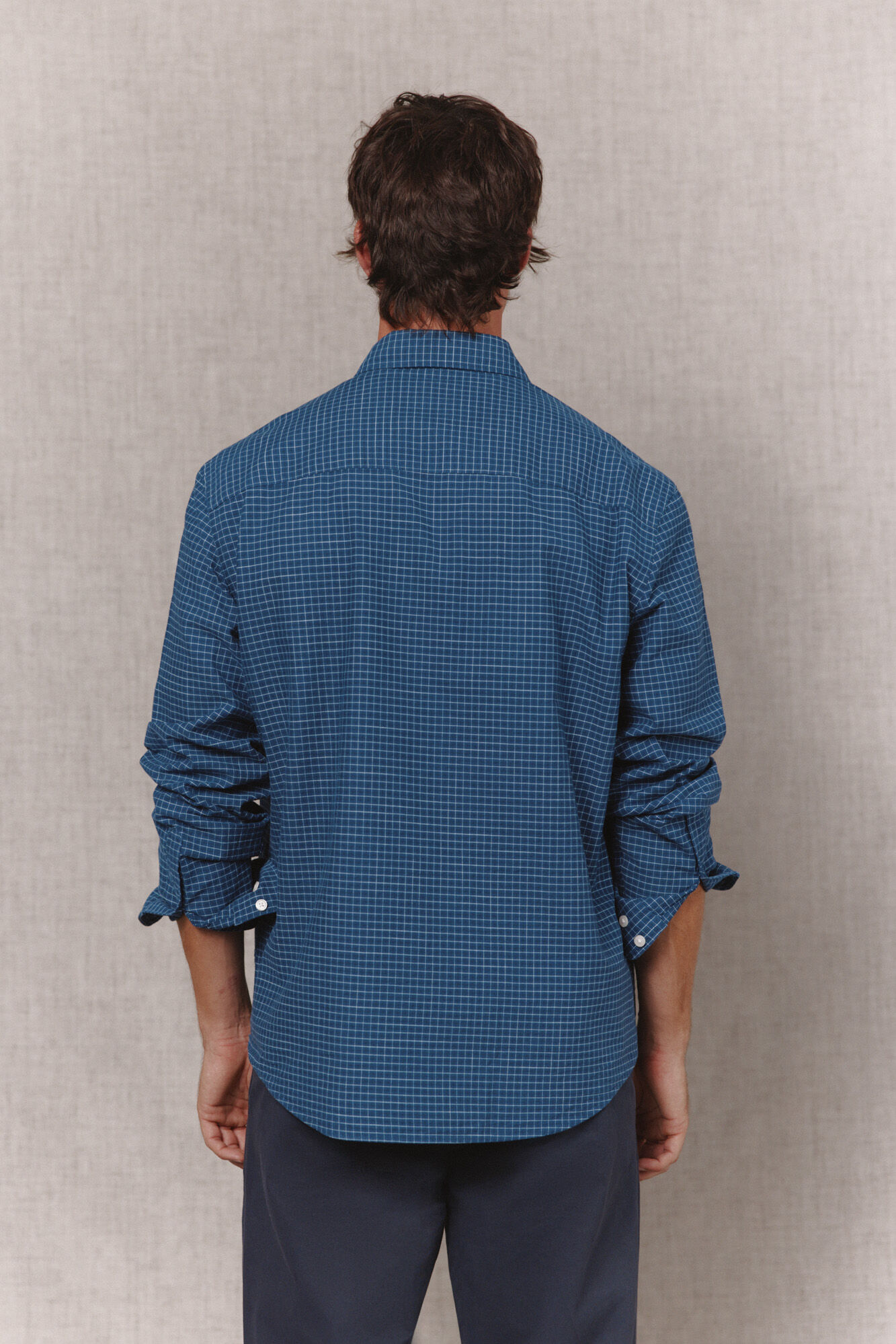 OOTO Camisa twill de cuadros Azul
