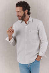 OOTO Striped poplin long sleeve shirt Blue