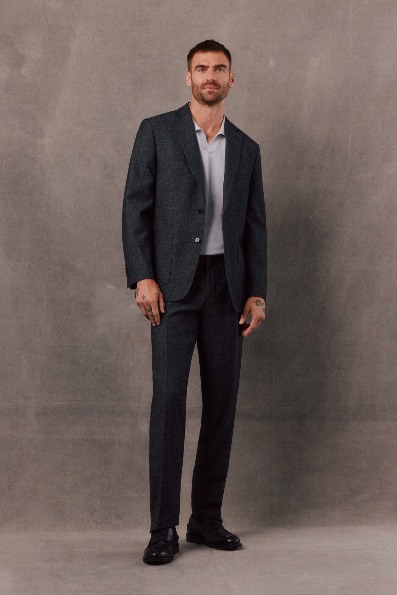 OOTO Americana traje franela gris