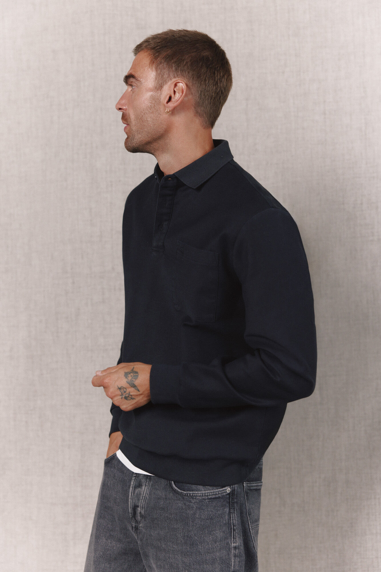 OOTO Sudadera cuello polo Gris oscuro