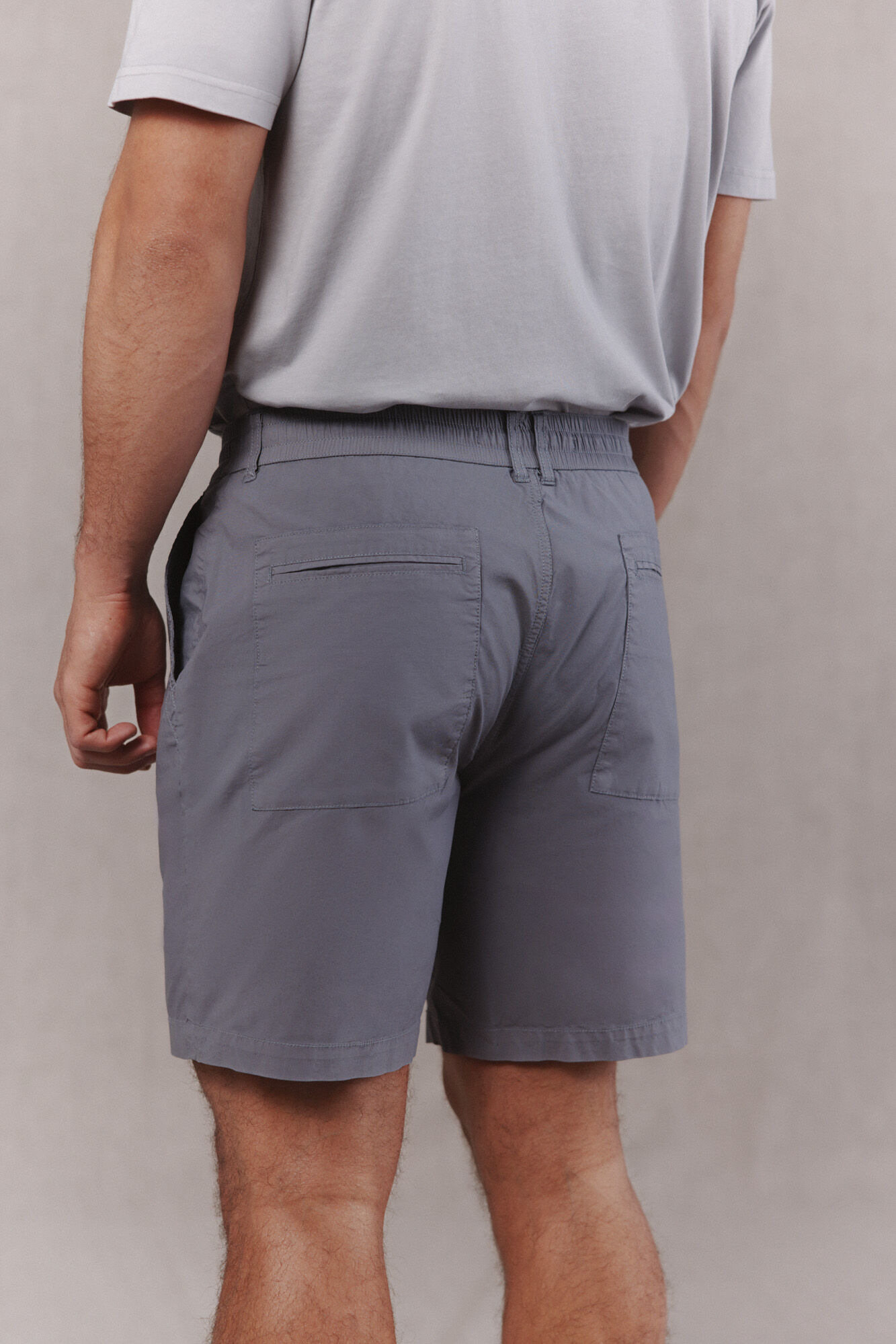OOTO Lightweight poplin regular Bermuda shorts Grey