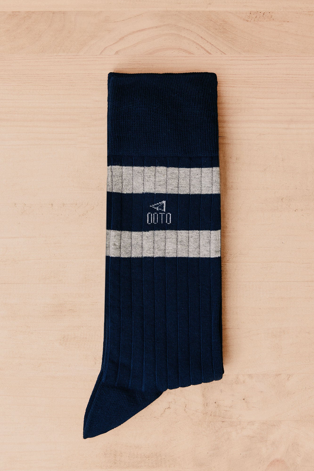 OOTO Striped ribbed cuff sock