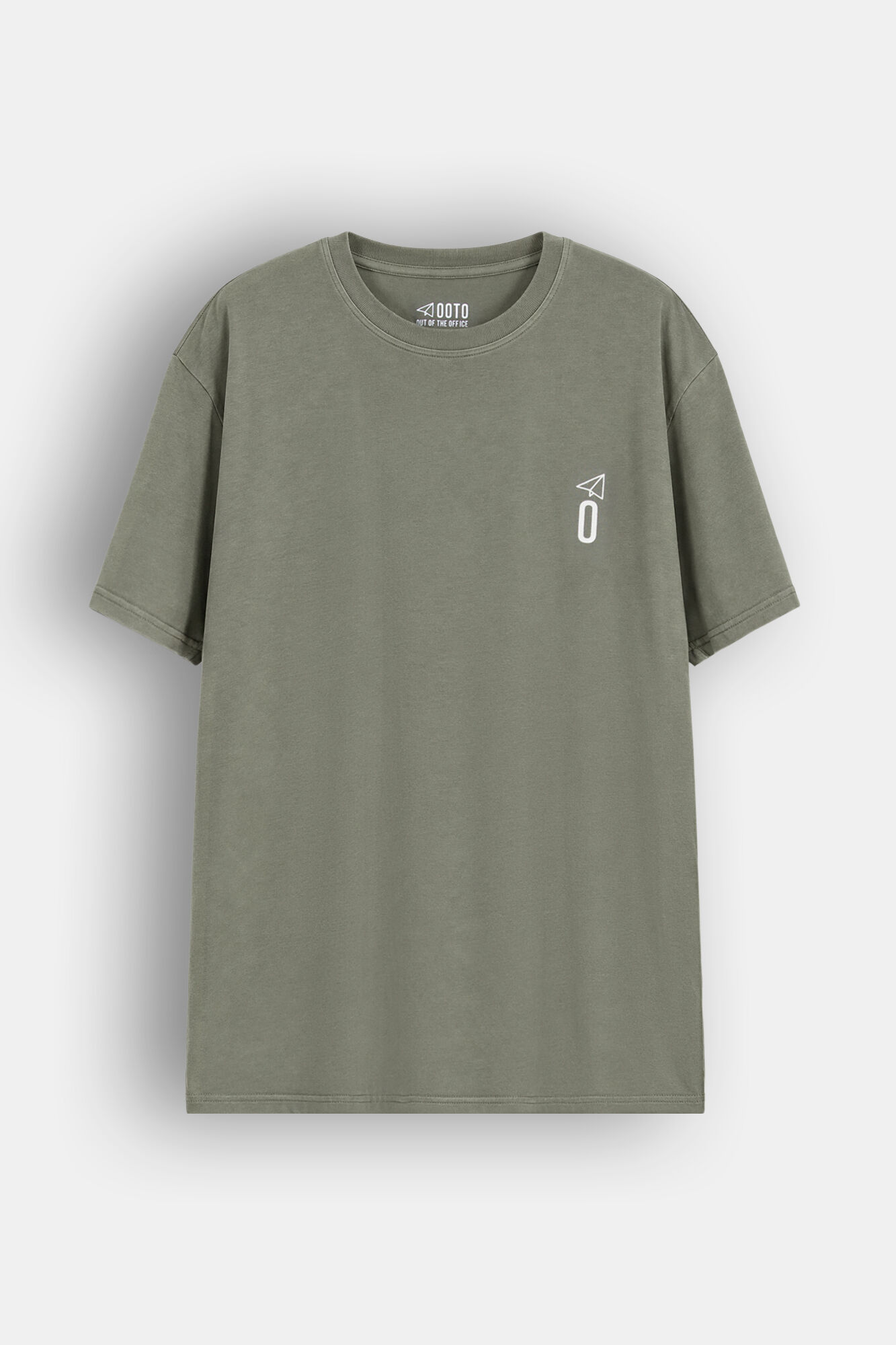 OOTO T-shirt b&aacute;sica lavagem desbotada com estampado