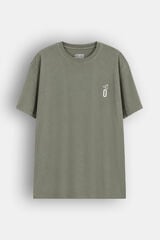 OOTO T-shirt b&aacute;sica lavagem desbotada com estampado Verde
