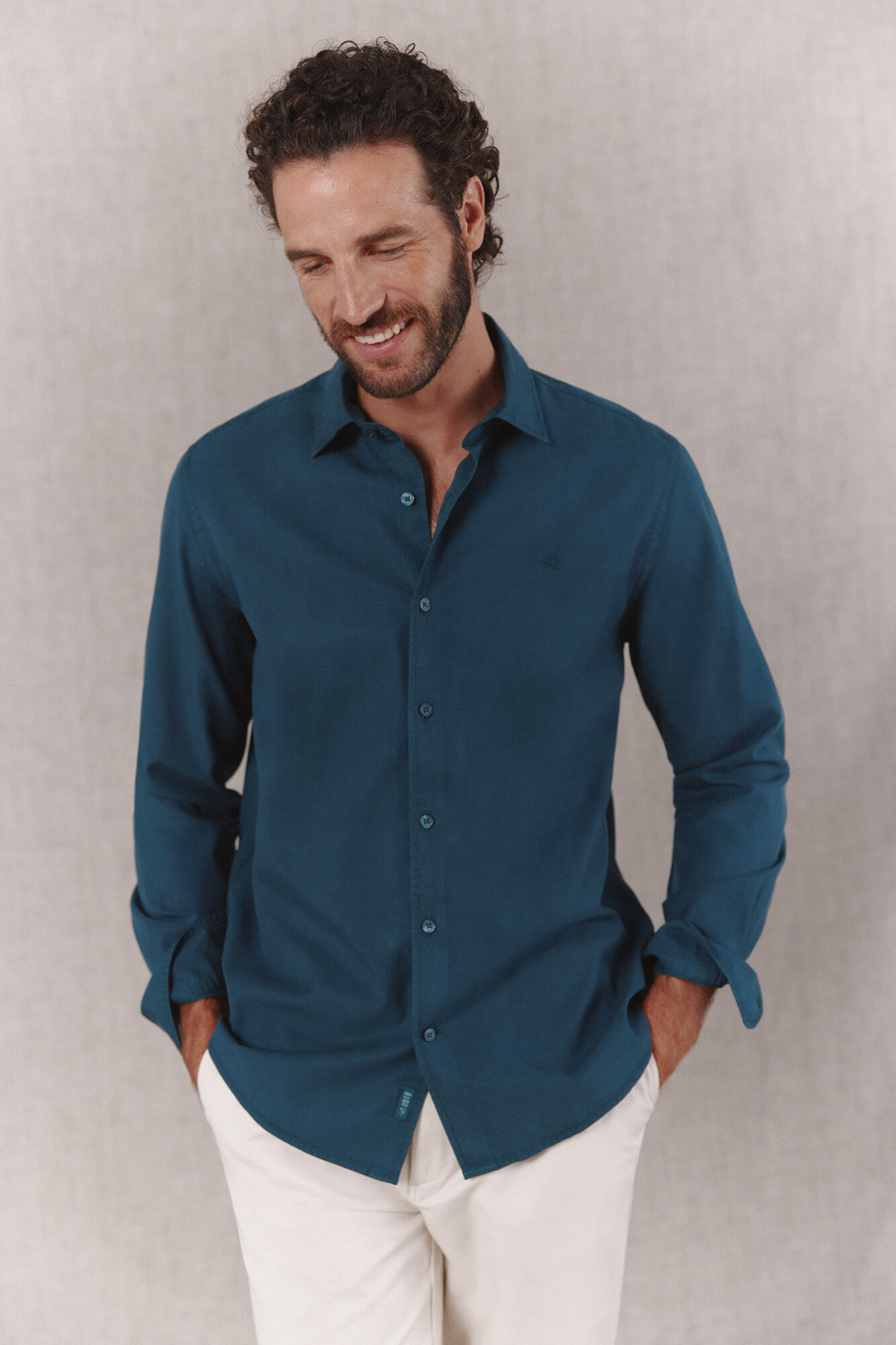 OOTO Camisa lisa fluida manga larga