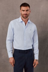 OOTO Camisa de popelina aos quadrados de manga comprida Azul
