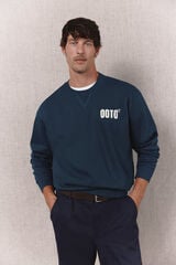 OOTO Sudadera logo bordado cuello caja Azul