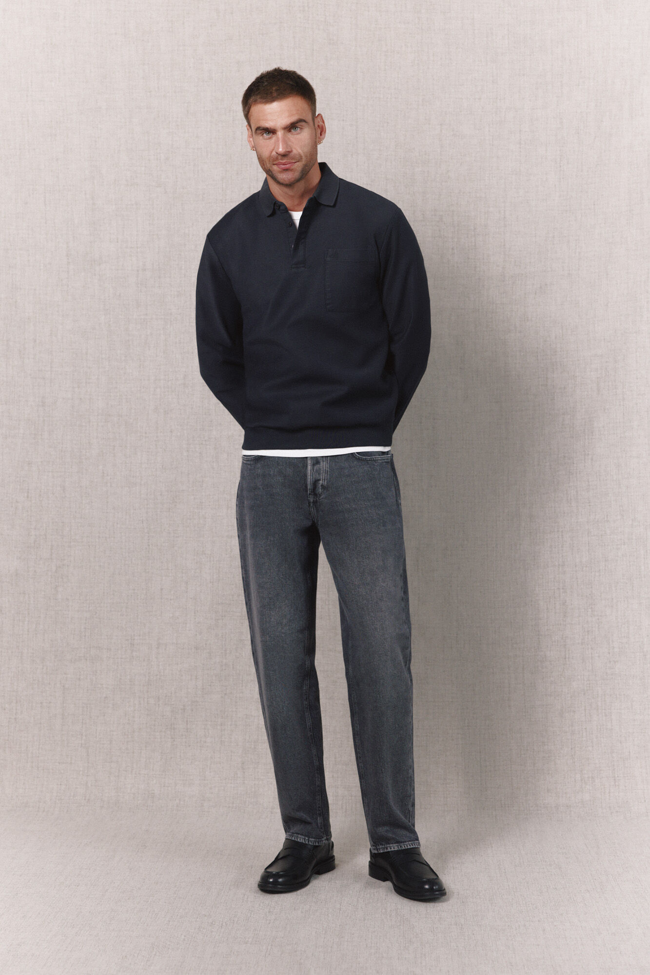 OOTO Sudadera cuello polo Gris oscuro