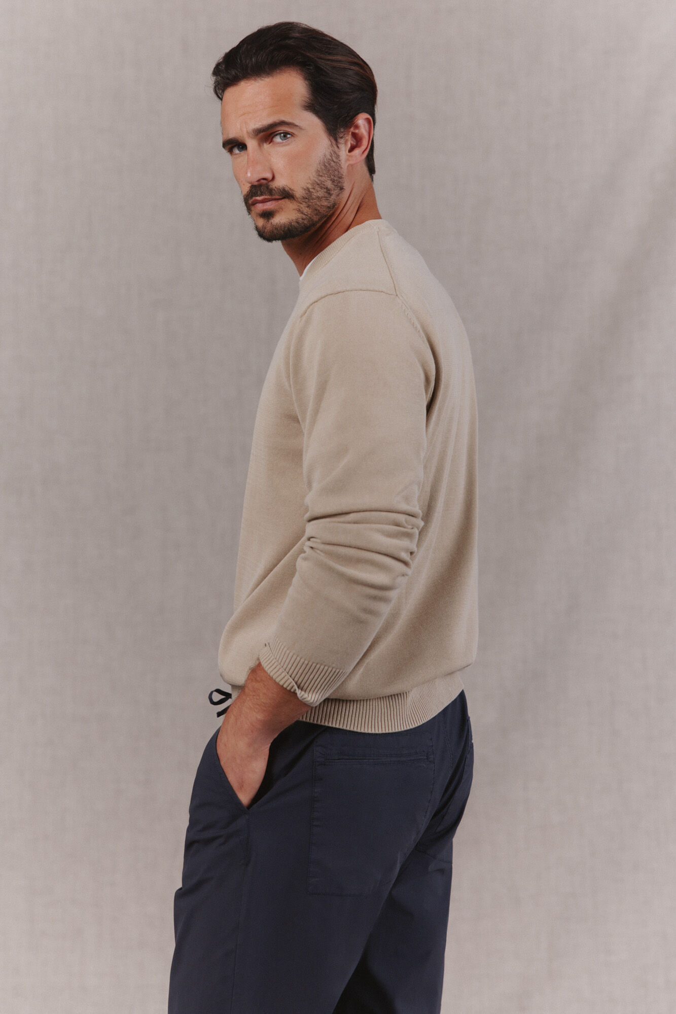 OOTO Basic crew neck jumper Beige