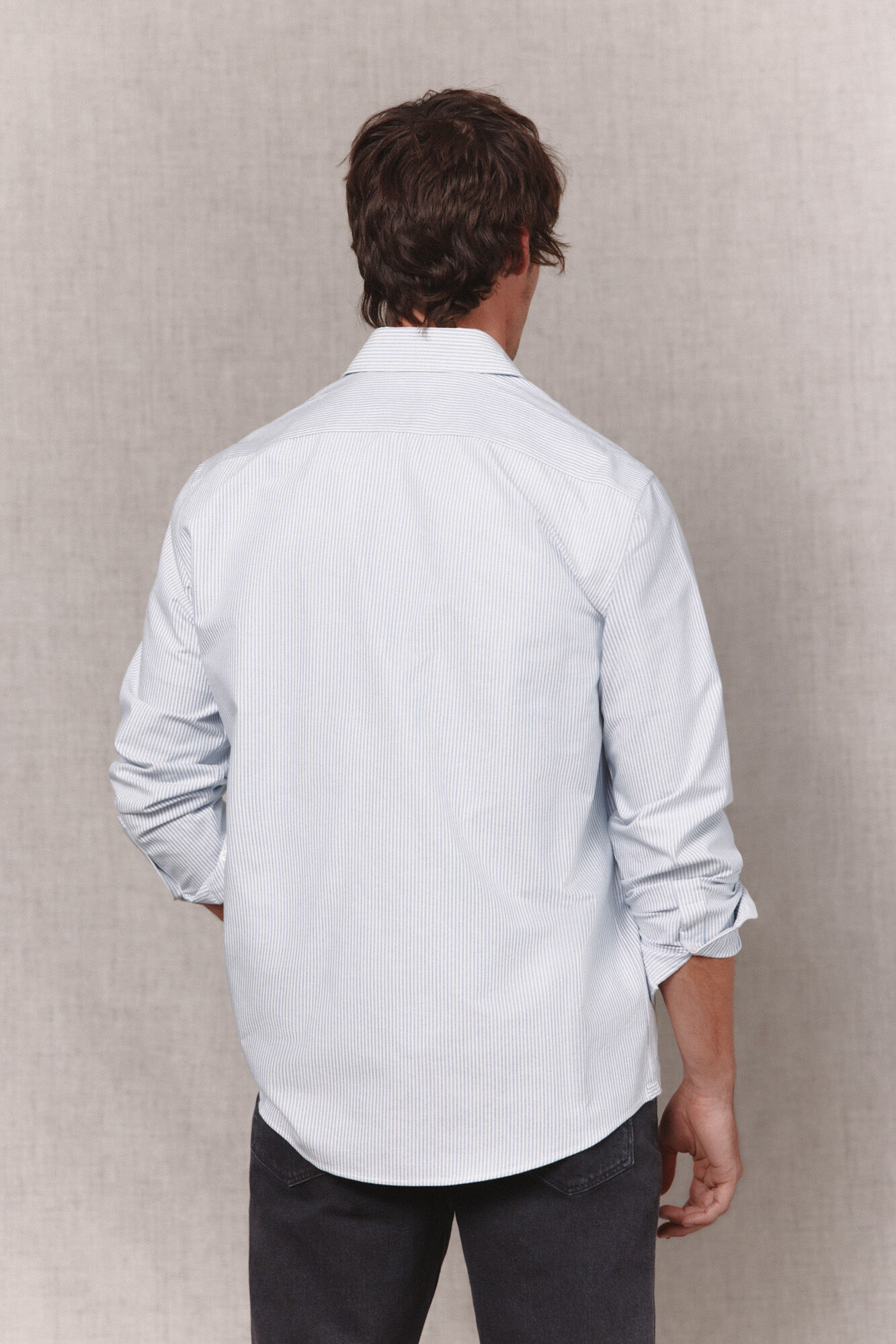 OOTO Striped oxford long sleeve shirt Blue