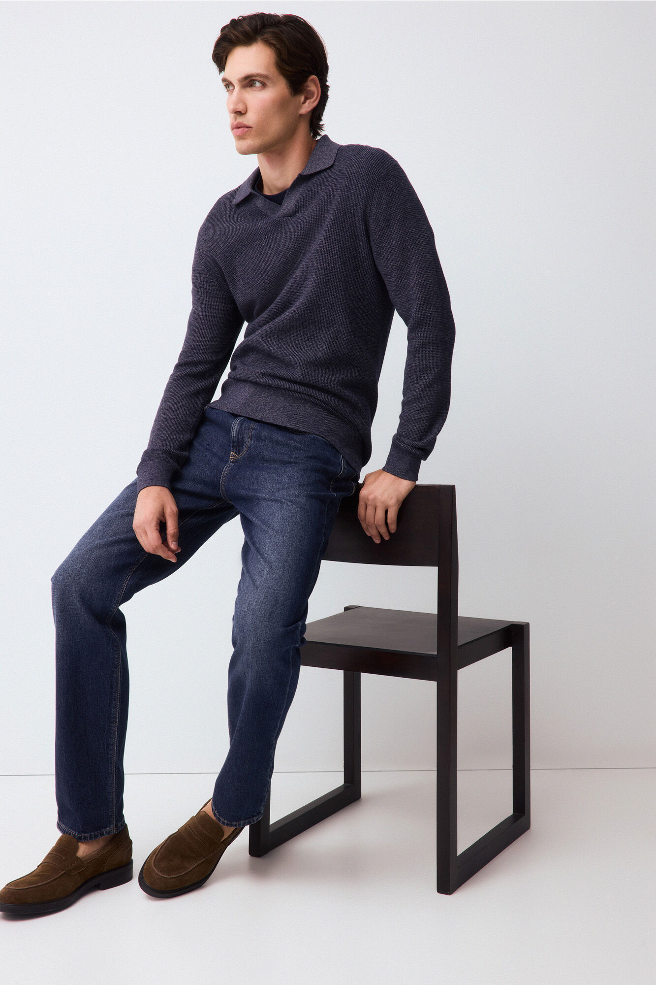 Pedro del Hierro Structured cotton polo neck knit jumper
