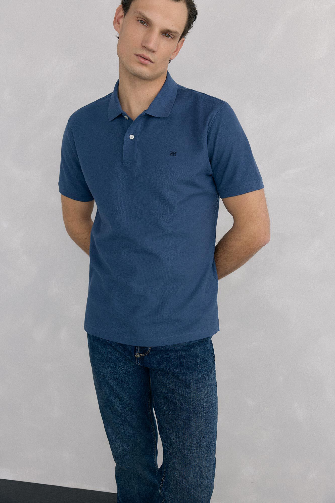 Pedro del Hierro Polo b&aacute;sico em piqu&eacute; Azul