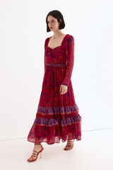 TFP by Tamara Falc&oacute; Long floral print dress Red