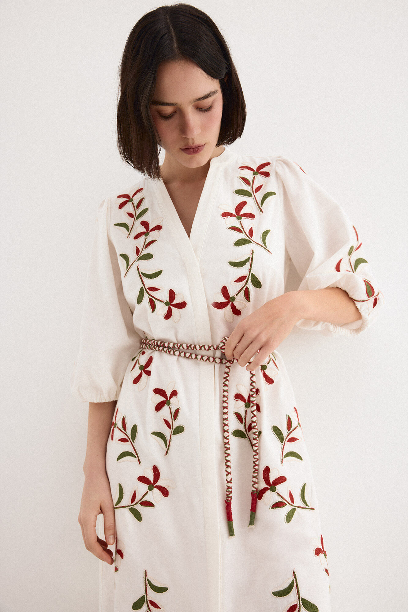 TFP by Tamara Falc&oacute; Embroidered shirt dress Ecru