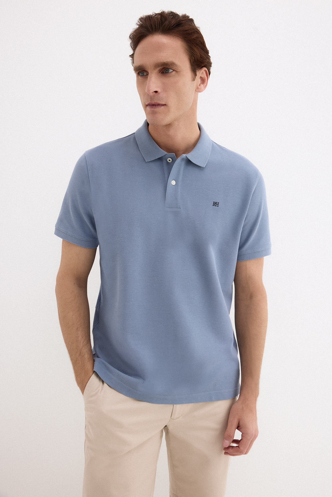 Pedro del Hierro Piqu&eacute; basic polo shirt Blue