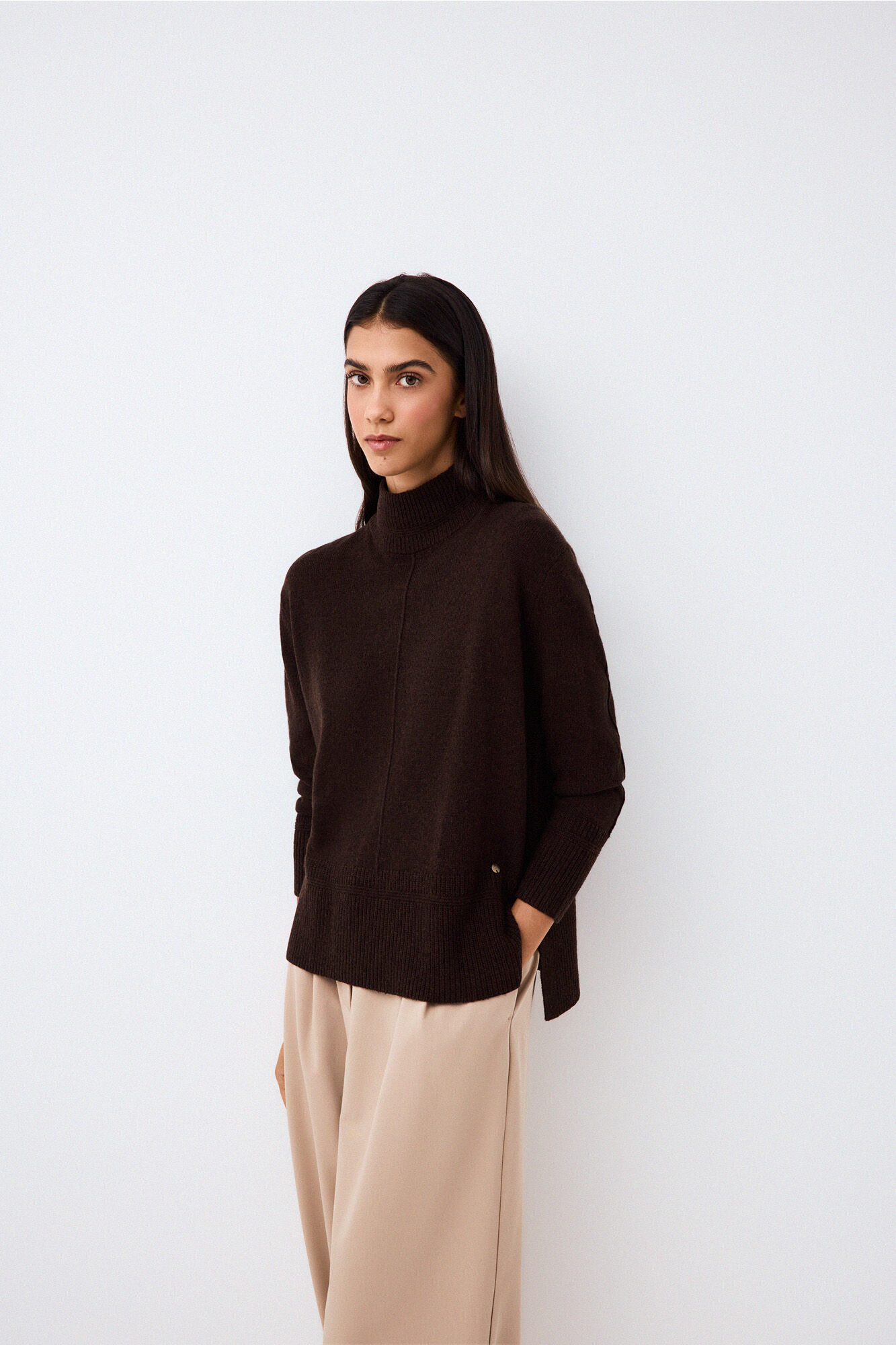 Pedro del Hierro Wool funnel neck jumper with central seam