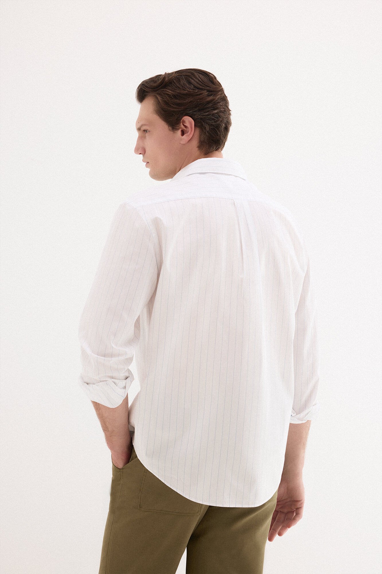 Pedro del Hierro Poplin striped shirt White