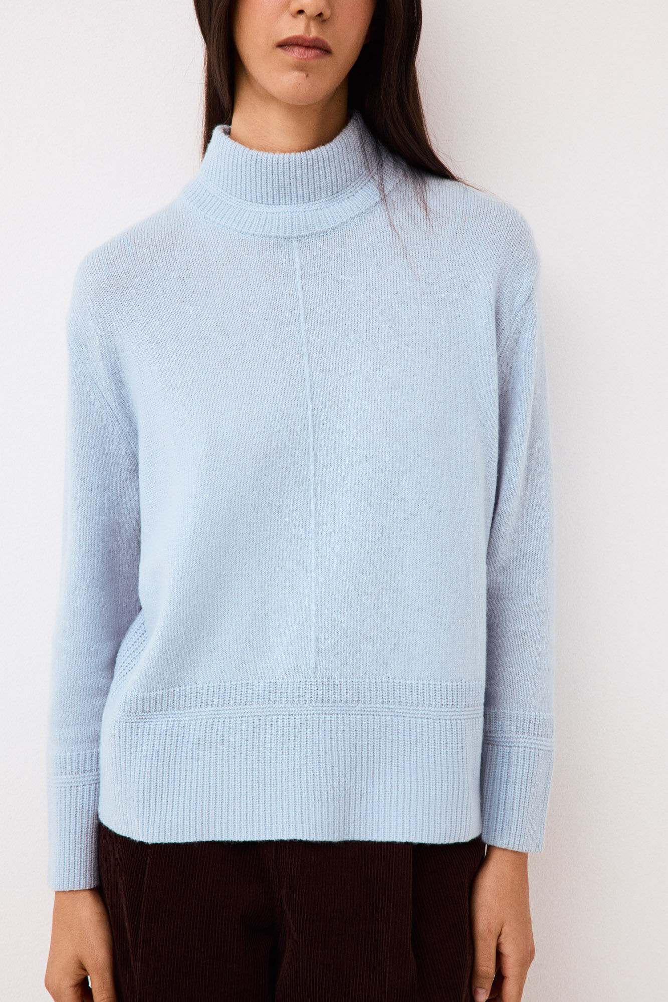 Pedro del Hierro Wool funnel neck jumper with central seam Blue