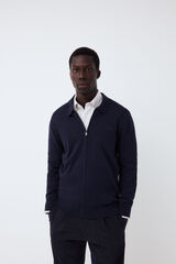 Pedro del Hierro Cotton silk cashmere zip fastening premium cardigan Blue