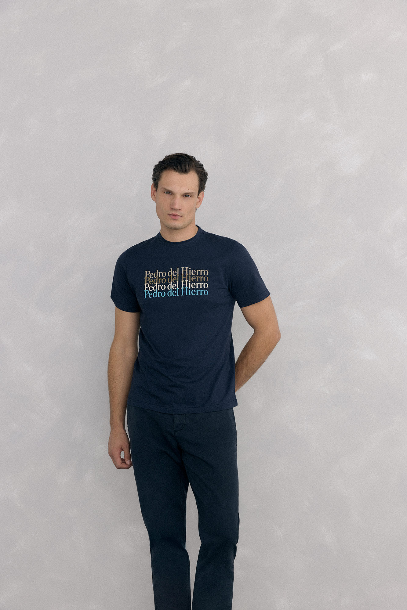 Pedro del Hierro Large logo T-shirt Blue