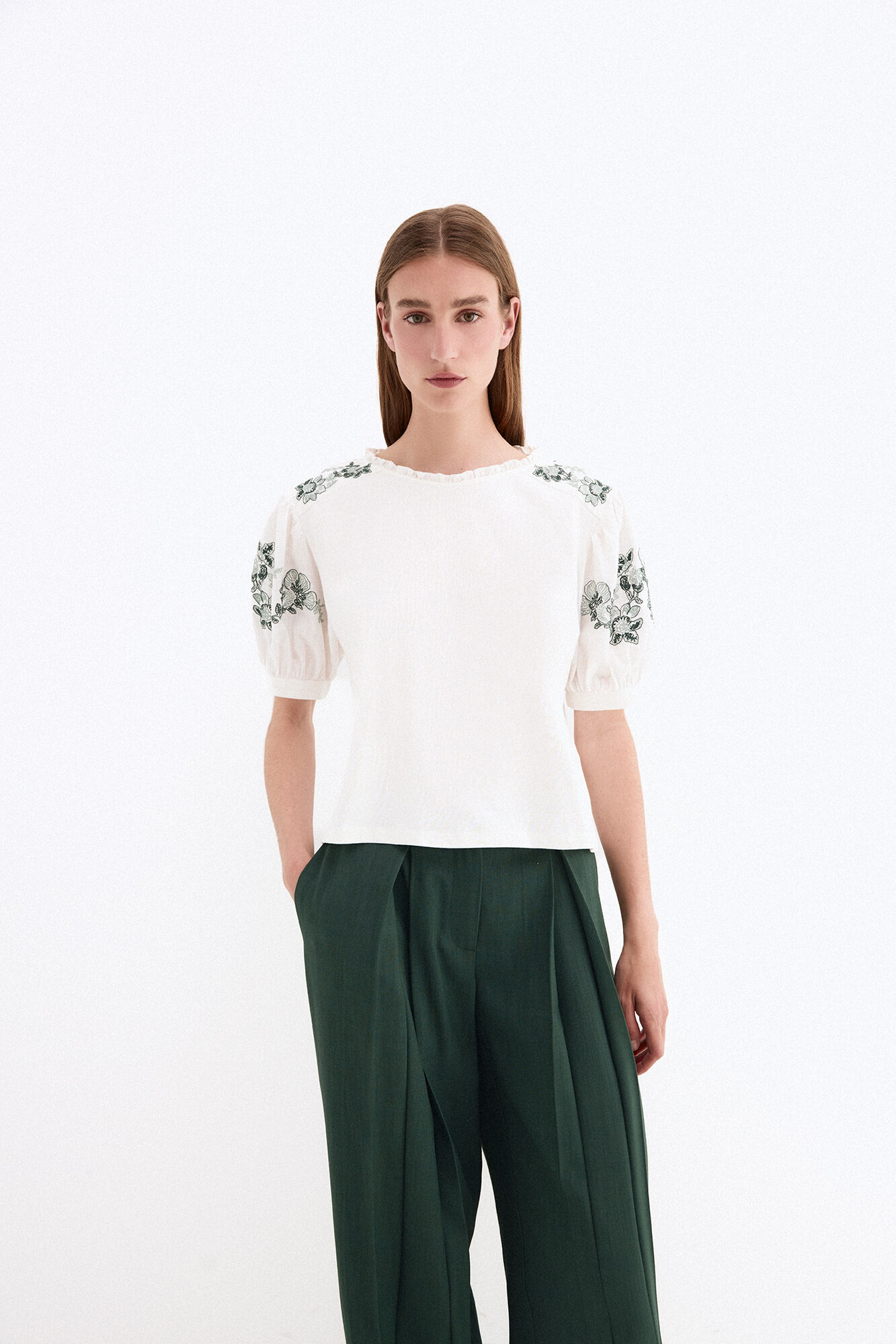 Pedro del Hierro Embroidered combined T-shirt White