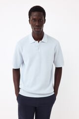 Pedro del Hierro Premium short-sleeved knit polo shirt Blue