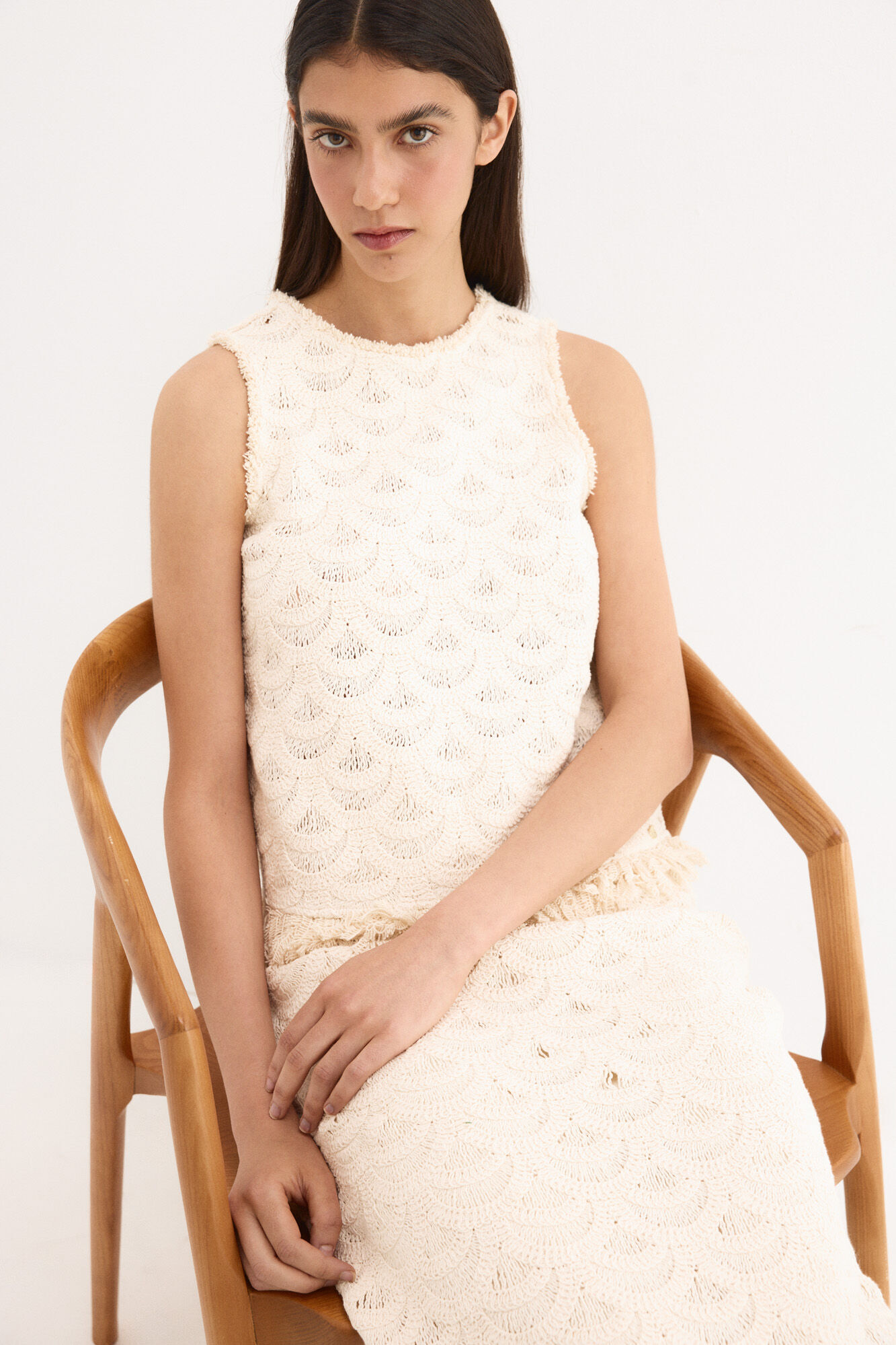 Pedro del Hierro Top crochet sem mangas Beige