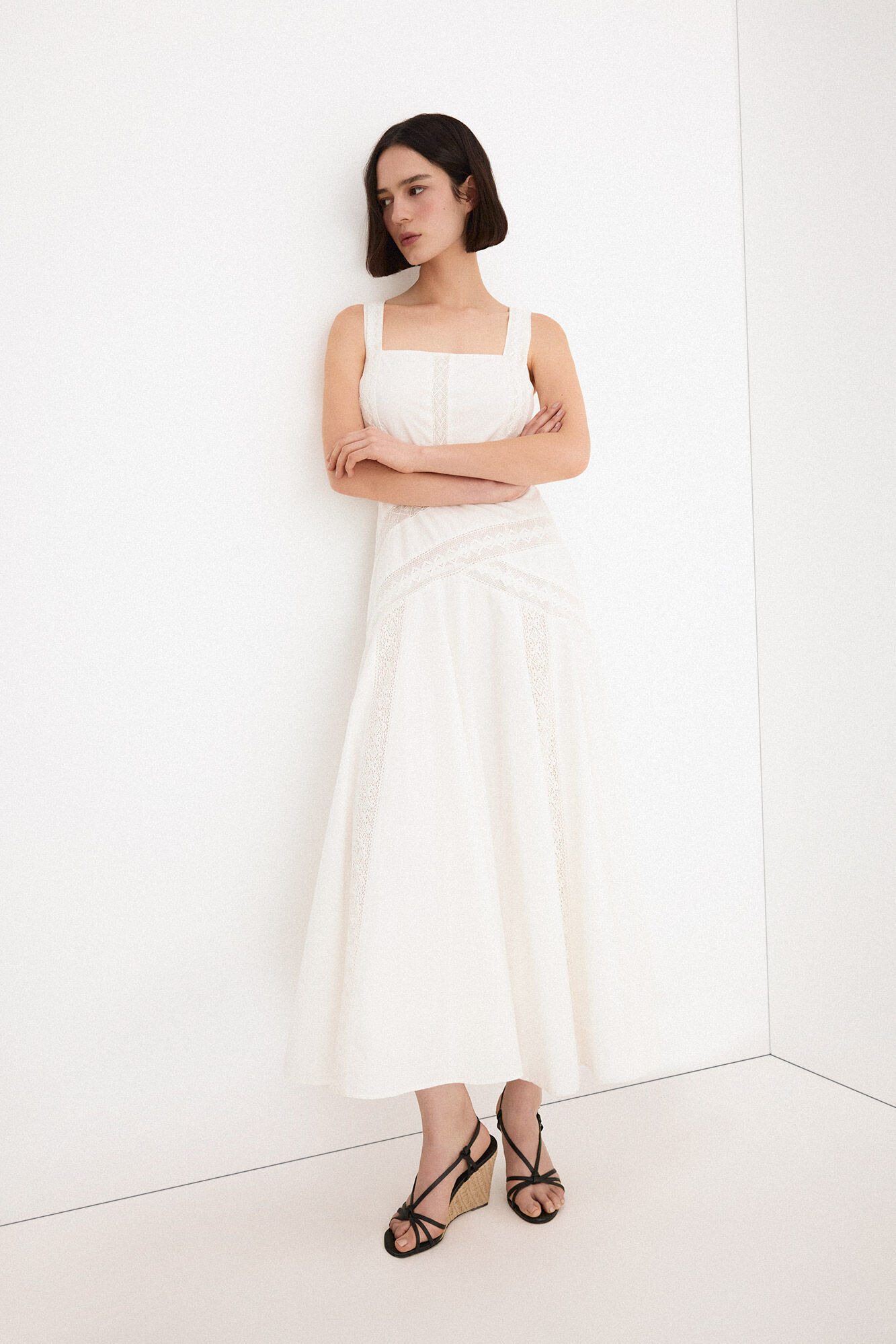 TFP by Tamara Falc&oacute; Embroidered straps dress Ecru