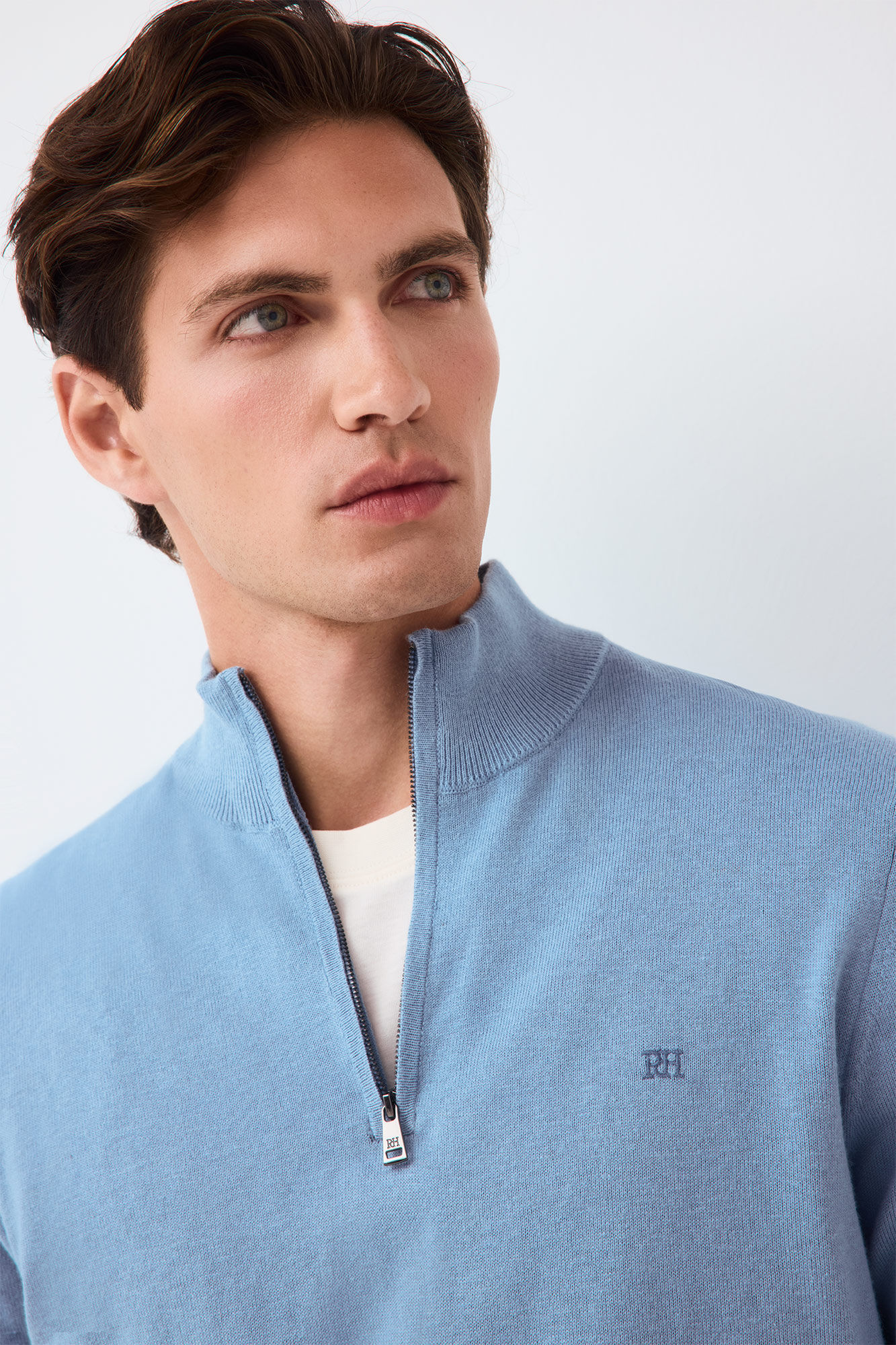 Pedro del Hierro Camisola de malha premium em algod&atilde;o, seda e caxemira