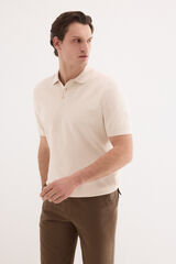Pedro del Hierro Premium striped short sleeve polo shirt Beige
