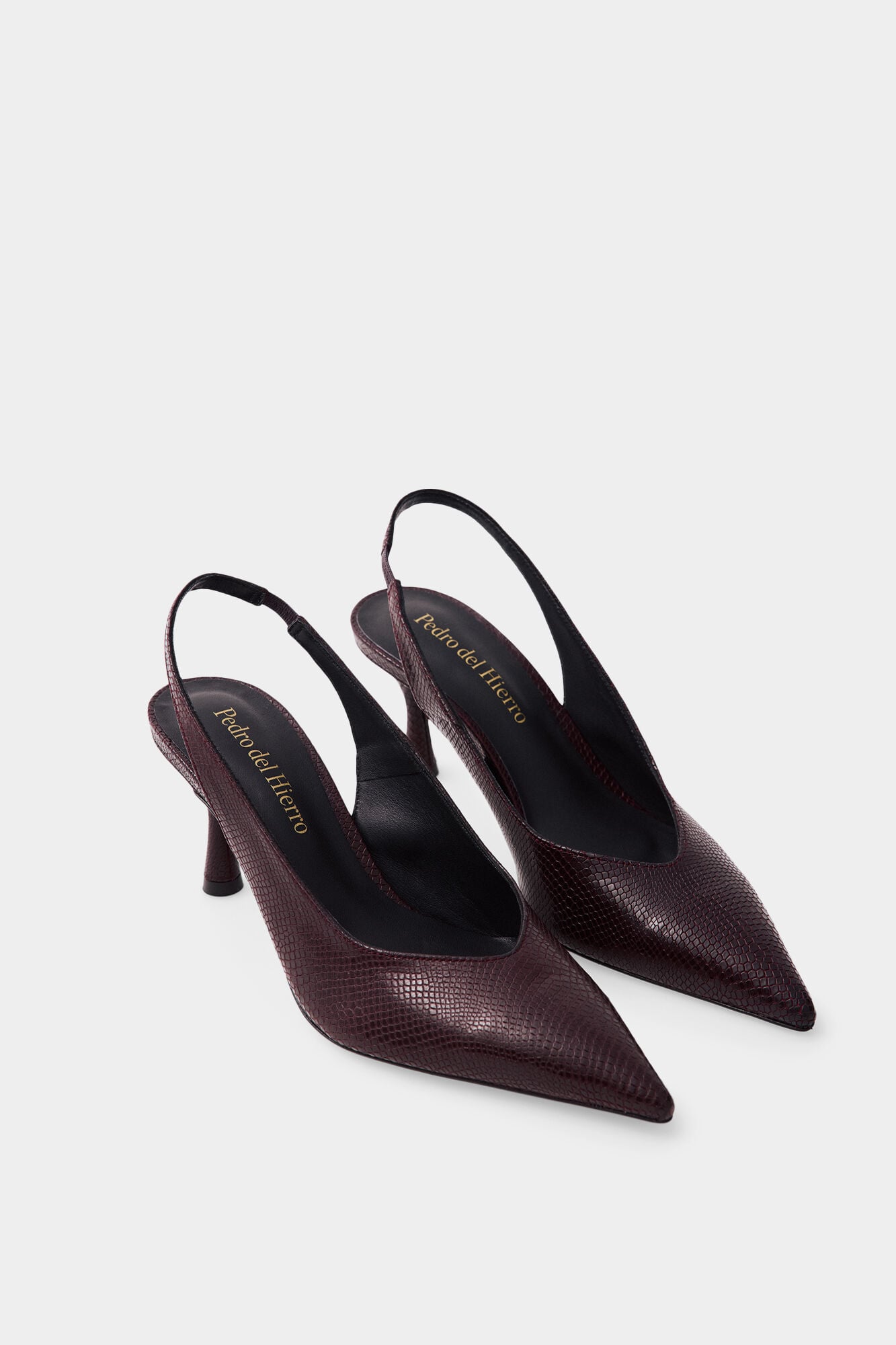 Pedro del Hierro Snake print pointed heel Brown