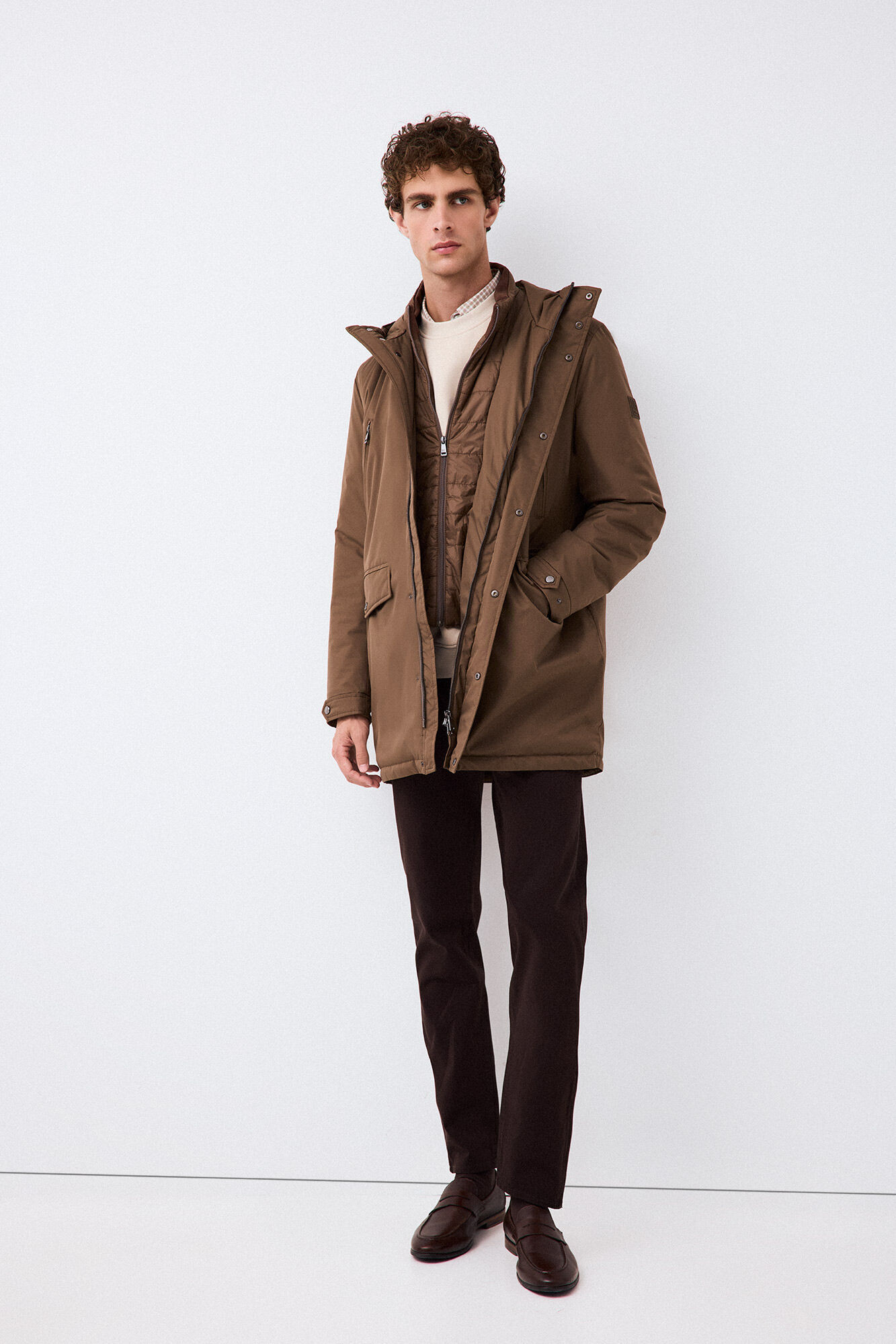 Pedro del Hierro Long four-pocket parka Brown