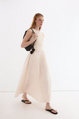 Pedro del Hierro Combined knit bodice dress Ecru