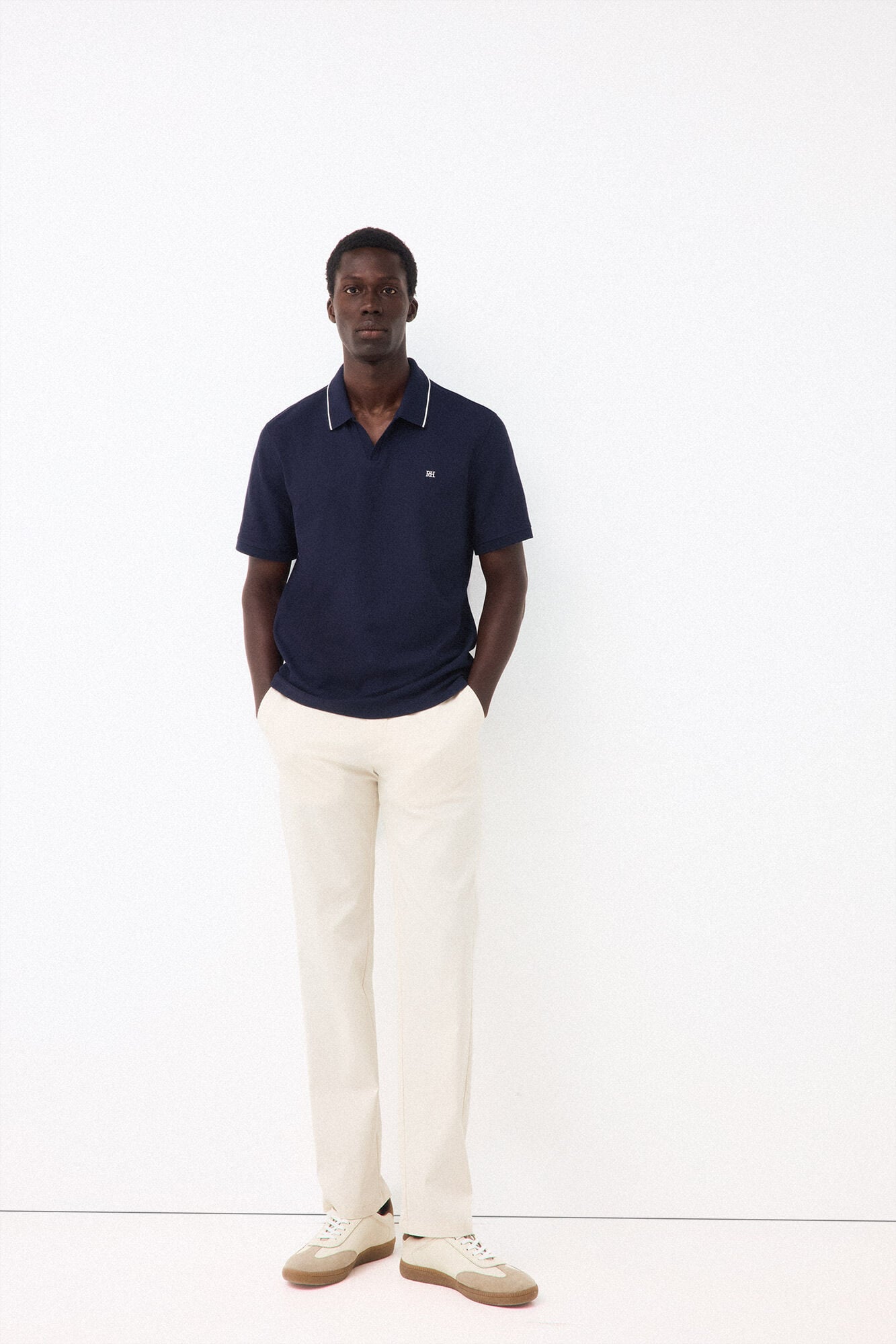 Pedro del Hierro Structured open neck polo shirt