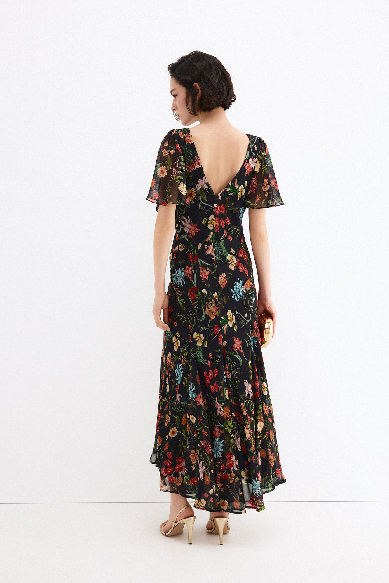 Pedro del Hierro Long printed dress with slits Blue