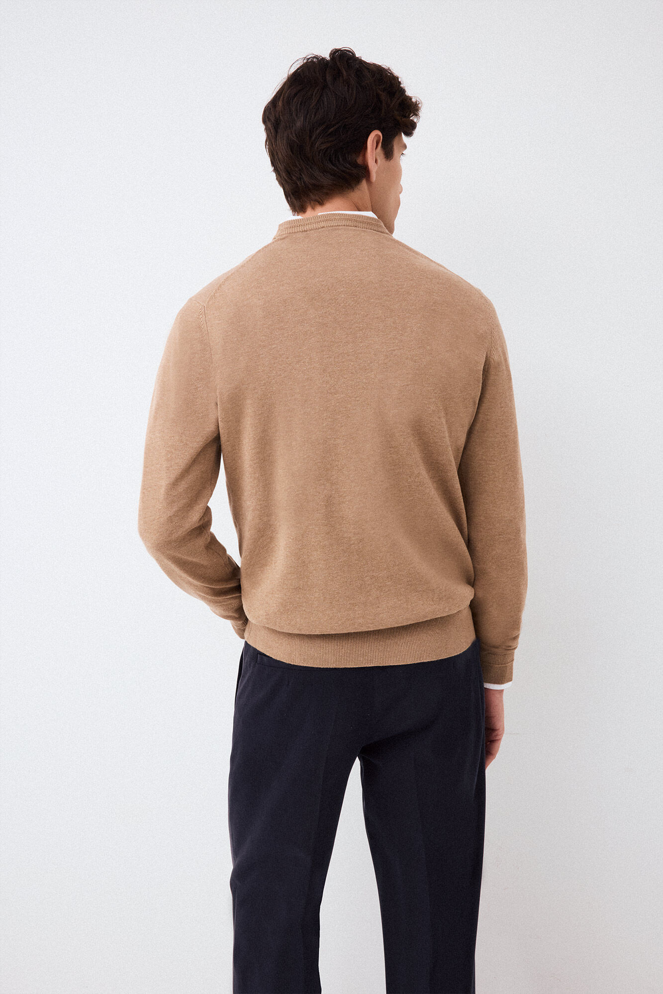 Pedro del Hierro Fine knit premium cotton jumper Beige