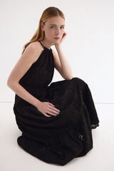 Pedro del Hierro Floral cotton halterneck dress Black