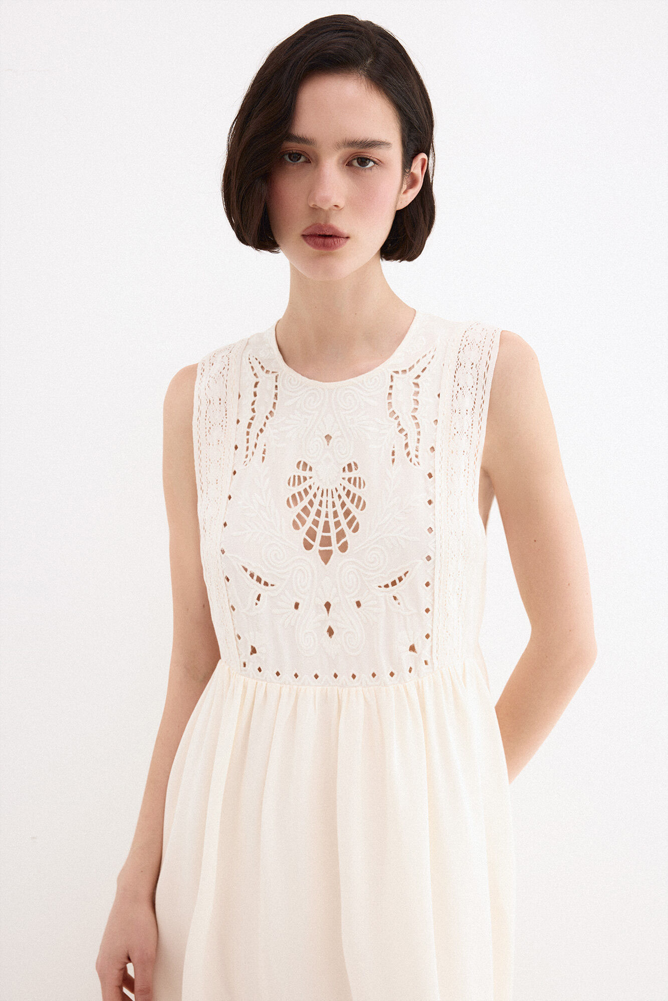 Pedro del Hierro Embroidered romantic dress White