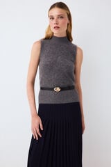 Pedro del Hierro Faux fur knit gilet Grey