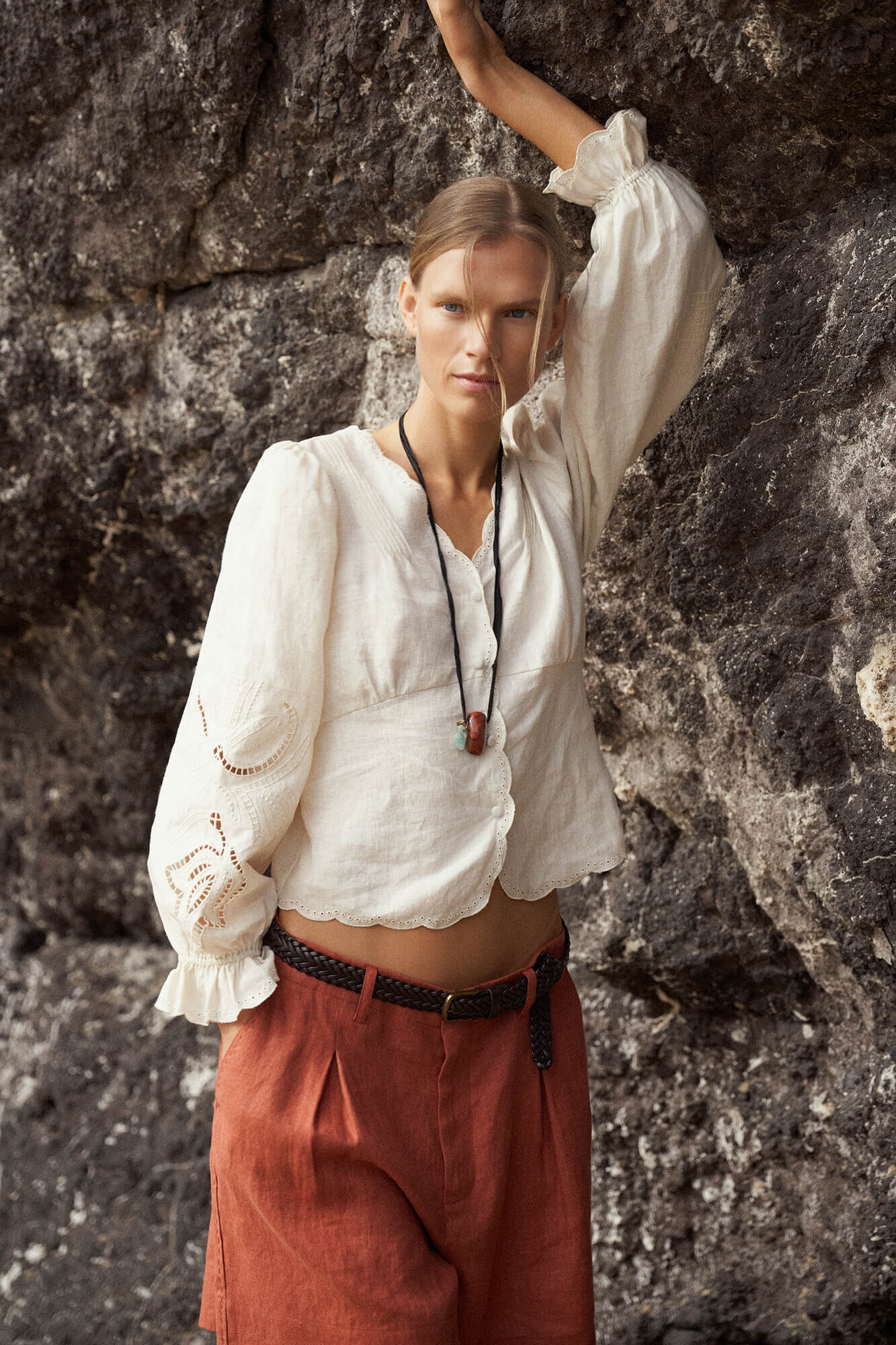 Pedro del Hierro Embroidered linen blouse