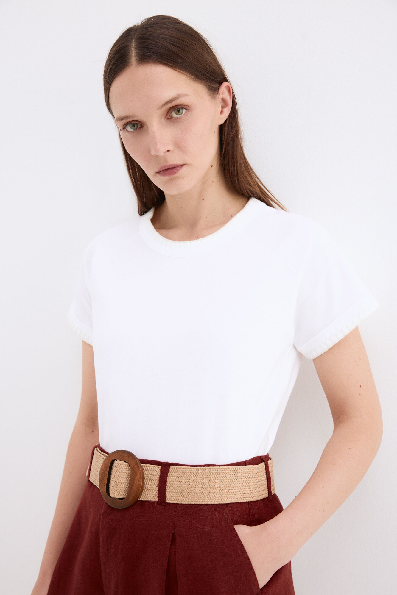 Pedro del Hierro Camiseta manga corta bordado a contraste