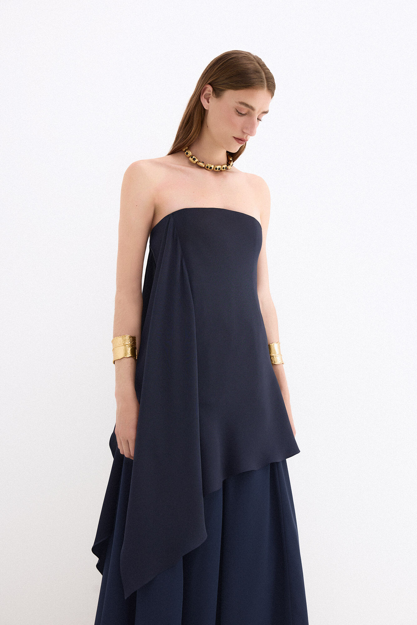 Pedro del Hierro Strapless long dress Blue