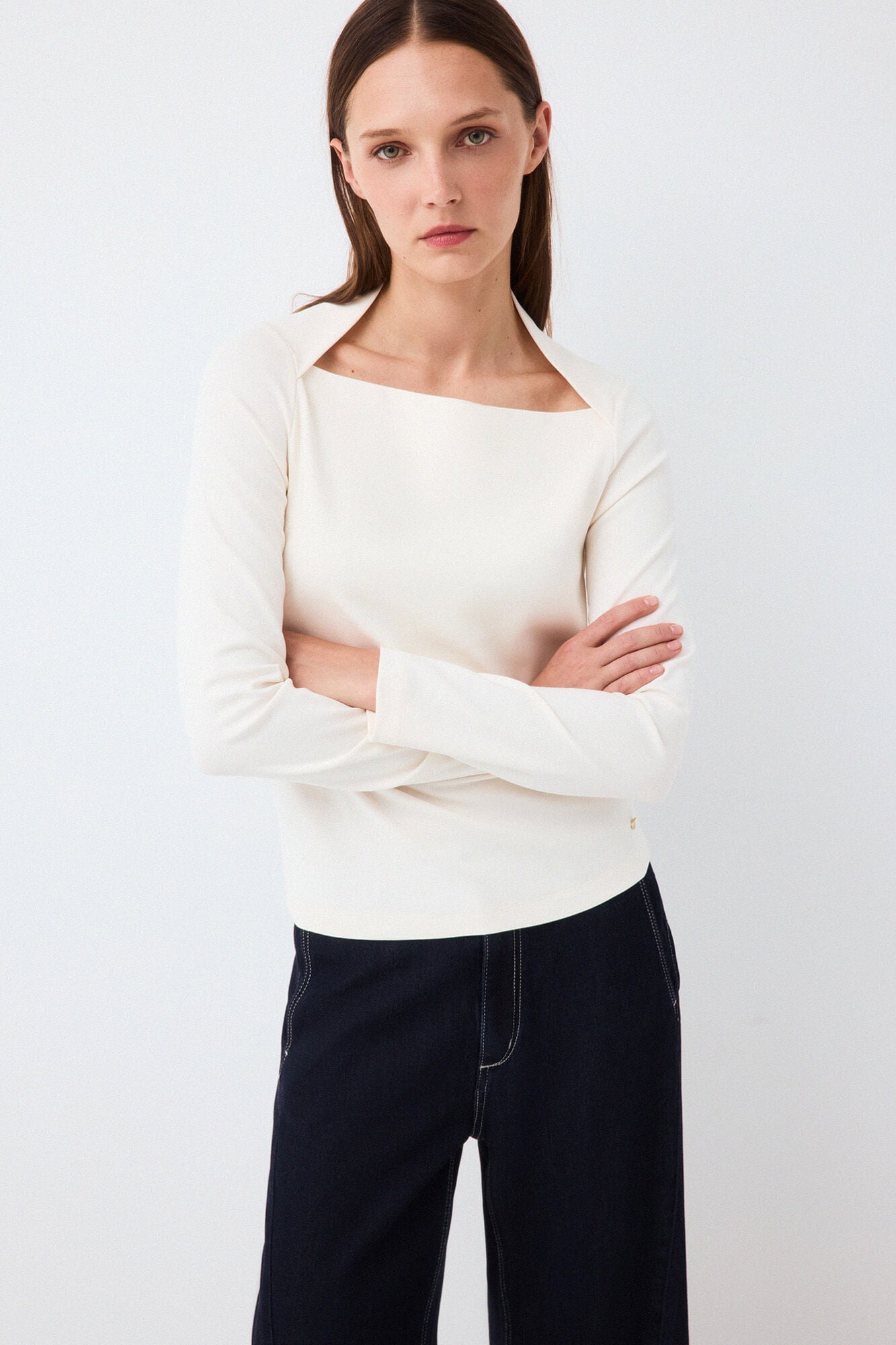 Pedro del Hierro Camiseta escote cuadrado manga larga