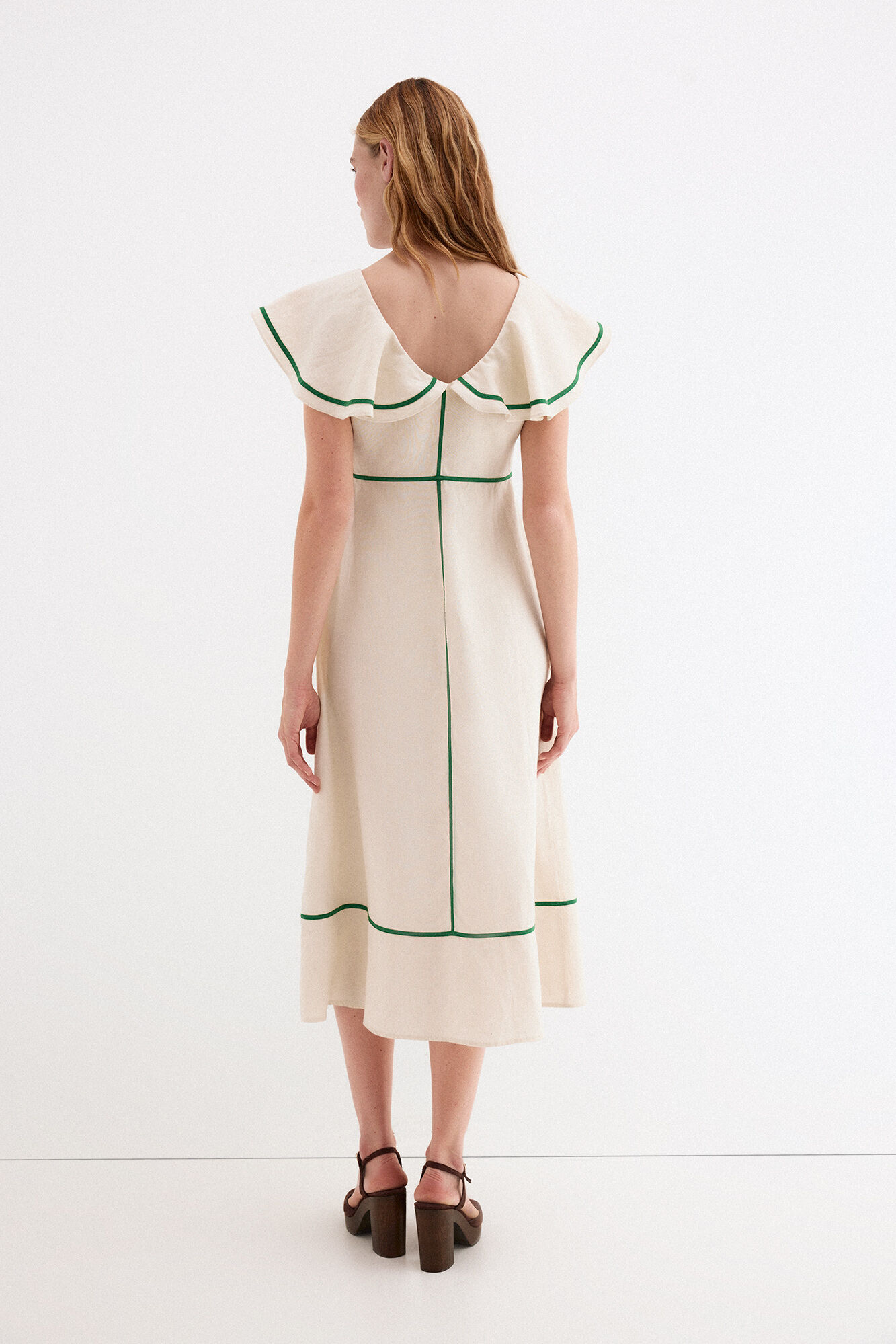 Pedro del Hierro Linen dress with contrast details Ecru