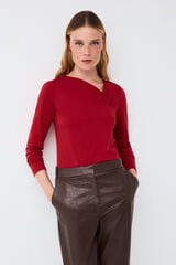 Pedro del Hierro T-shirt decote assim&eacute;trico cruzado Vermelho