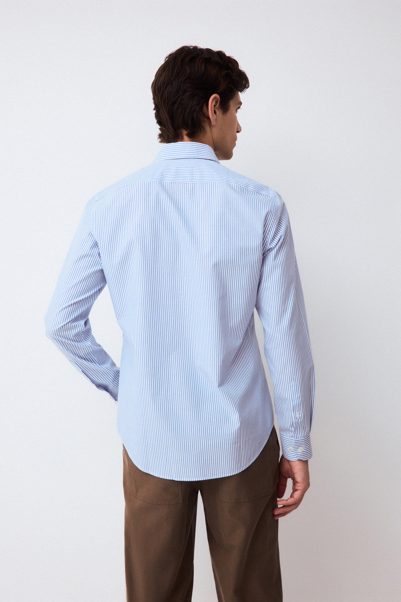 Pedro del Hierro Striped non-iron + anti-stain slim fit dress shirt Blue