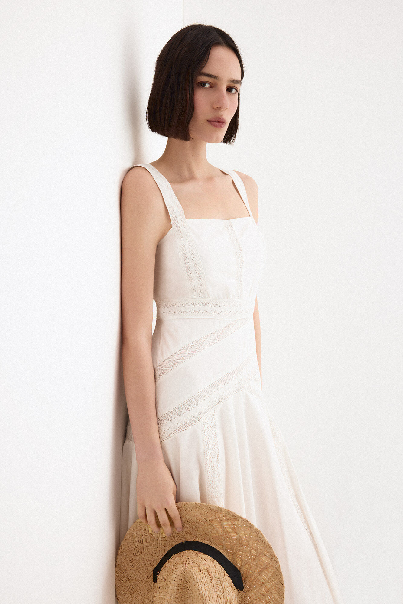 TFP by Tamara Falc&oacute; Embroidered straps dress Ecru