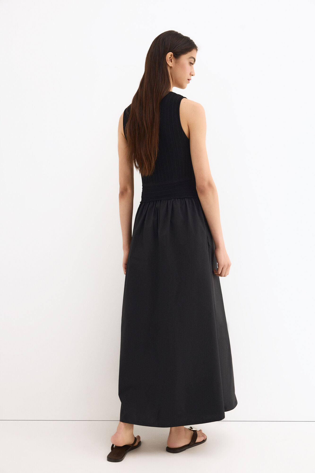 Pedro del Hierro Combined knit bodice dress Black